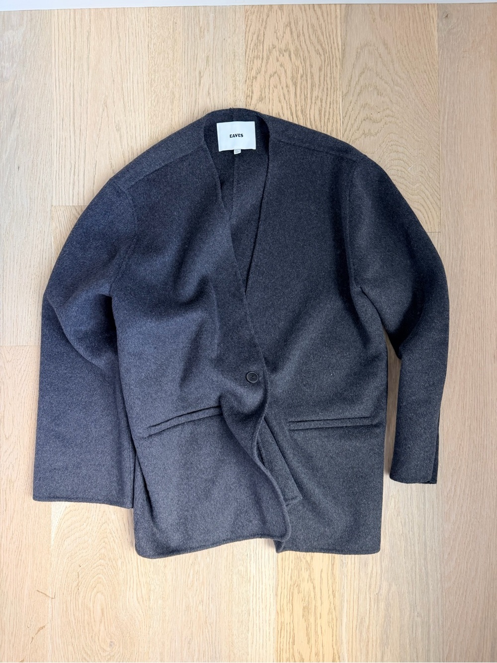 NWOT EAVES Wool Single-Button Dark Gray Wool Blend Coat Jacket